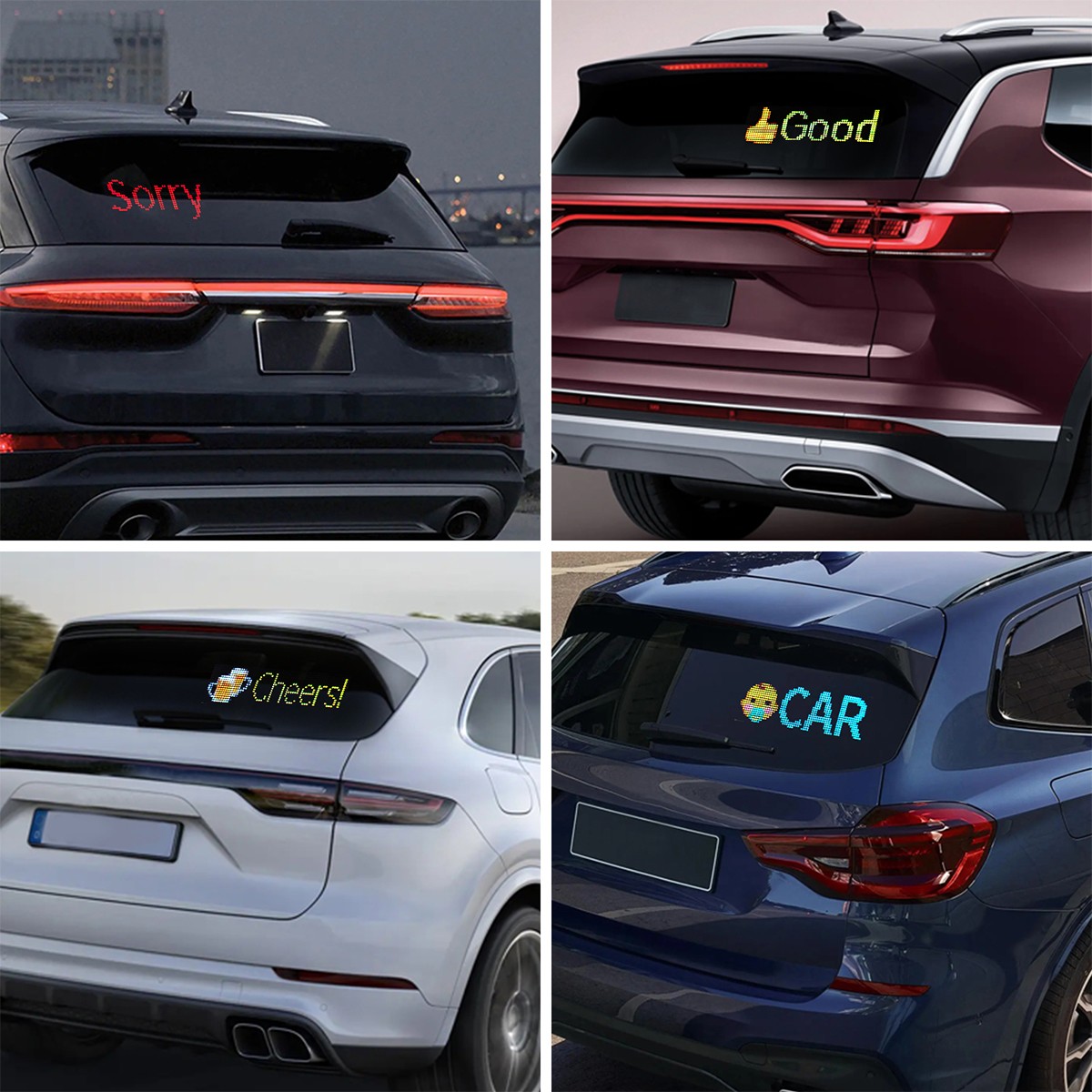 USB LED Car Flexible Sign Scrolling Message RGB Display Screen APP Programmable