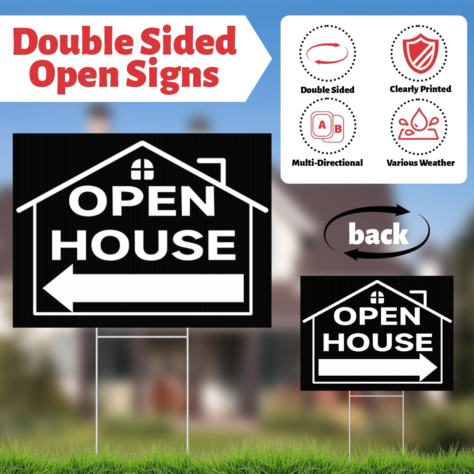 44 Pcs Open House Signs for Real Estate, Double Sided Open House Flag Kit, 7….