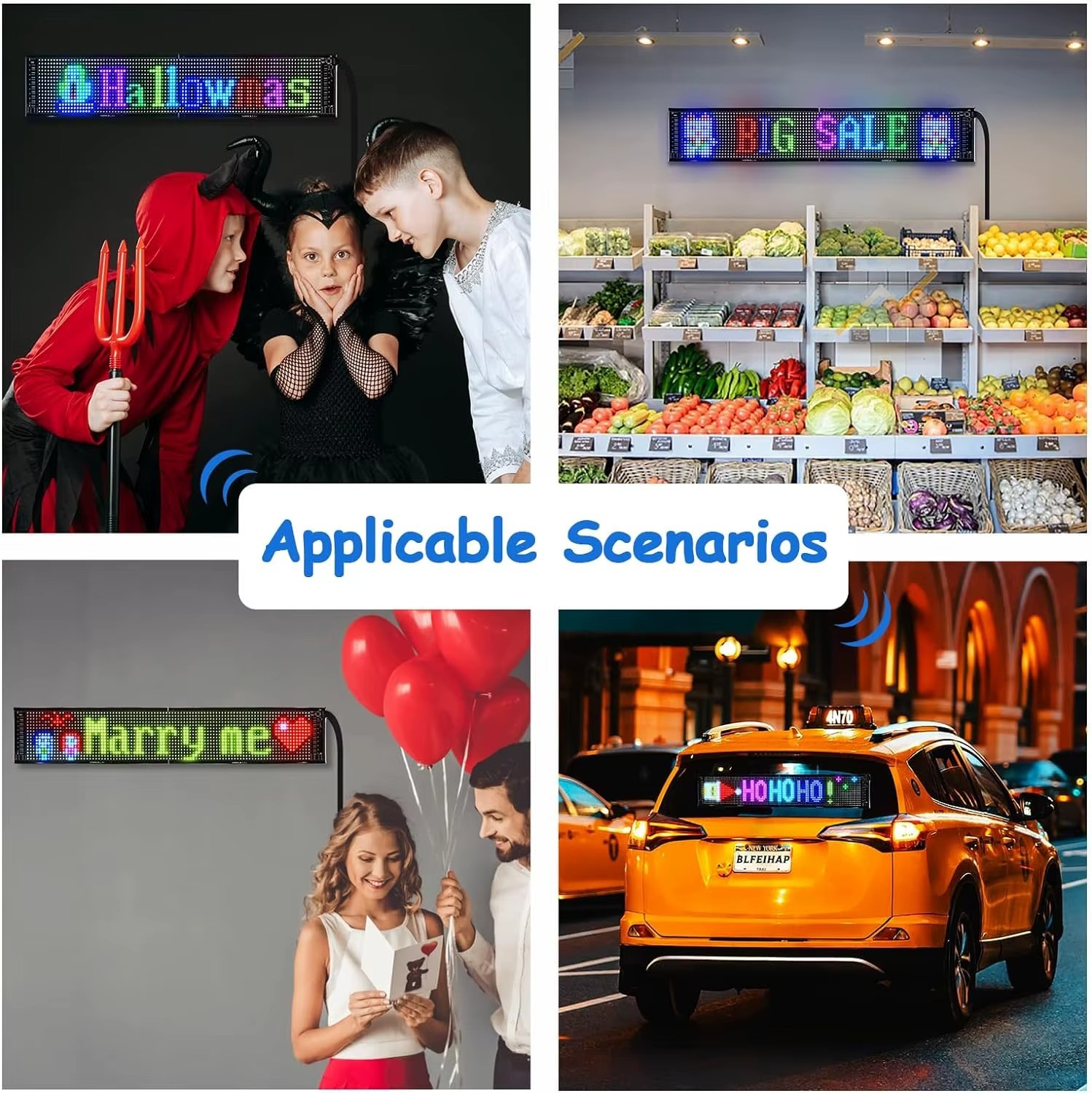 LED Scrolling Sign Matrix Panel Remote Control Bluetooth App Car Advertising DC