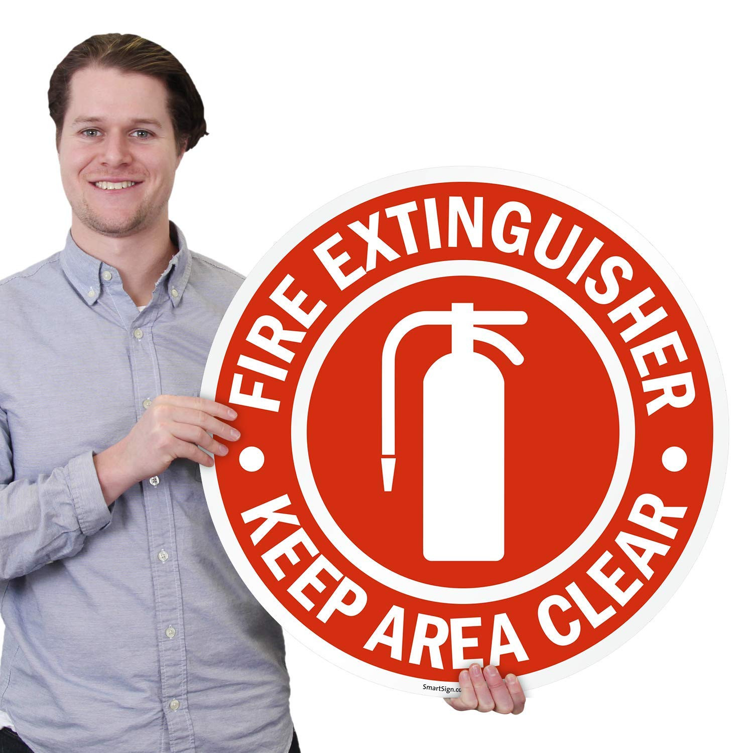 “Fire Extinguisher – Keep Area Clear” anti Slip Adhesive Floor Sign | 24″ X 24″