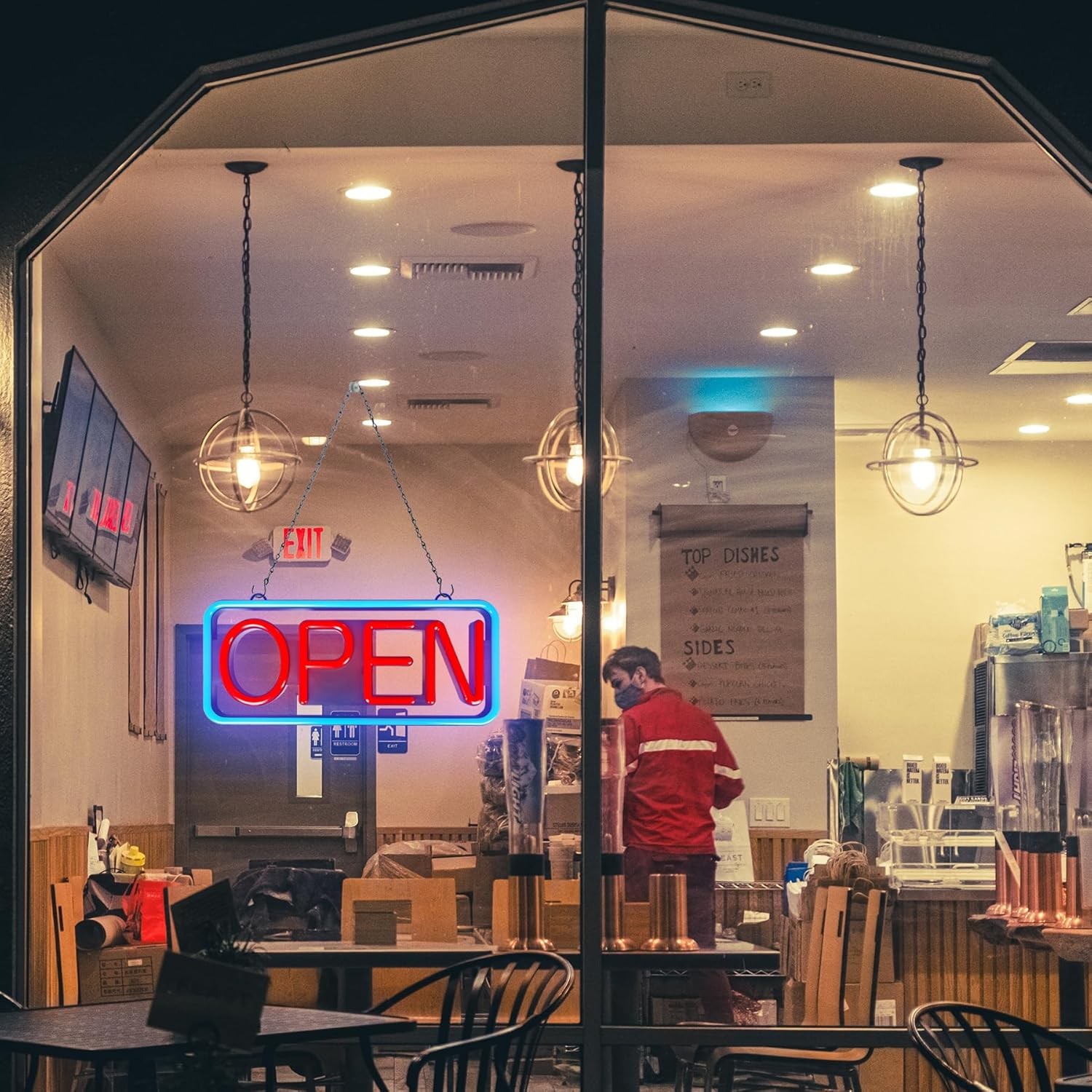 LED Open Sign,Bright Open Sign for Business Window with Remote Control,21×10