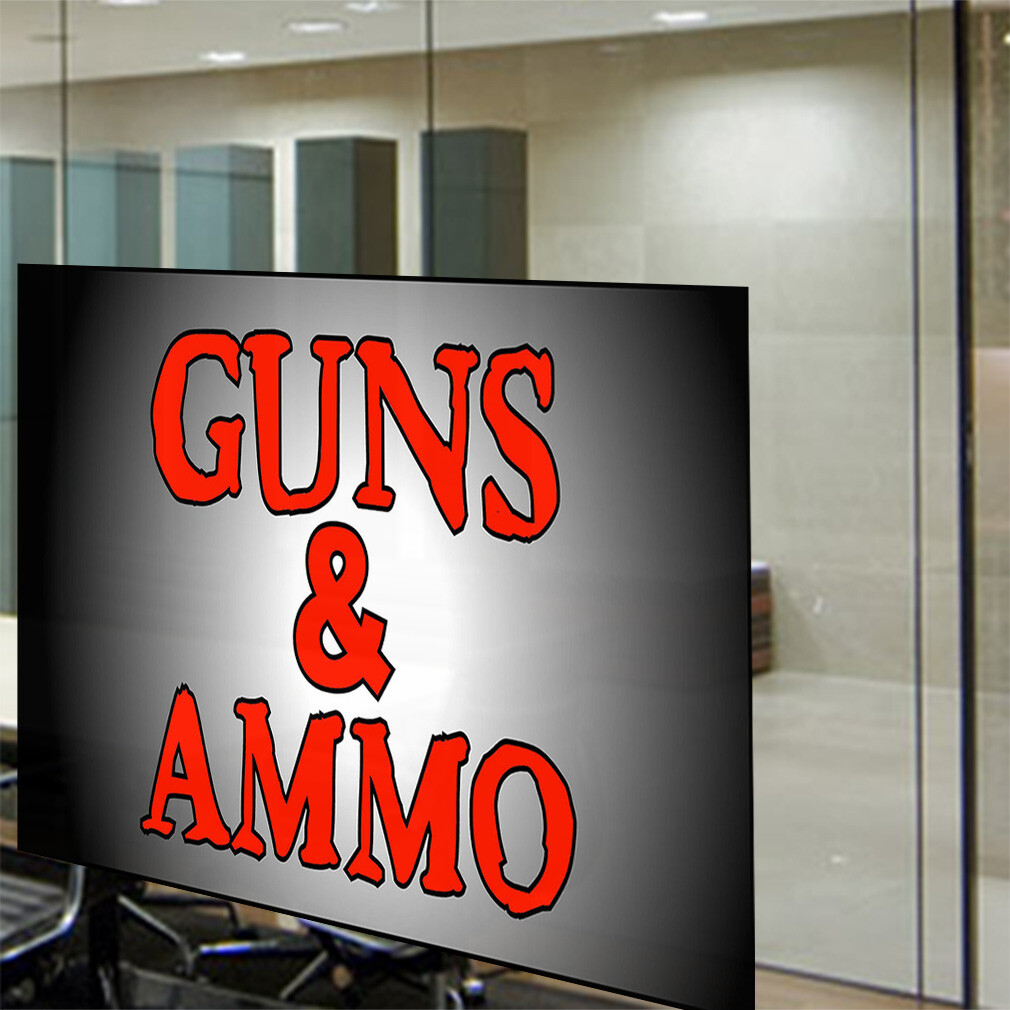 Decal Stickers Guns and Ammo Business Vinyl Store Sign Label Business