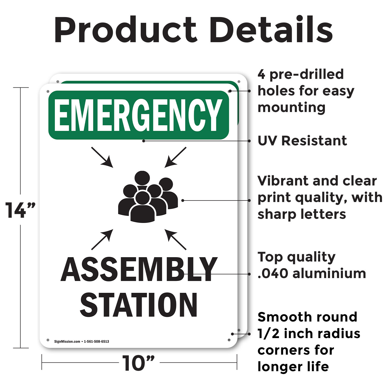(2 Pack) Assembly Station With Symbol OSHA Emergency Sign Decal Metal Plastic