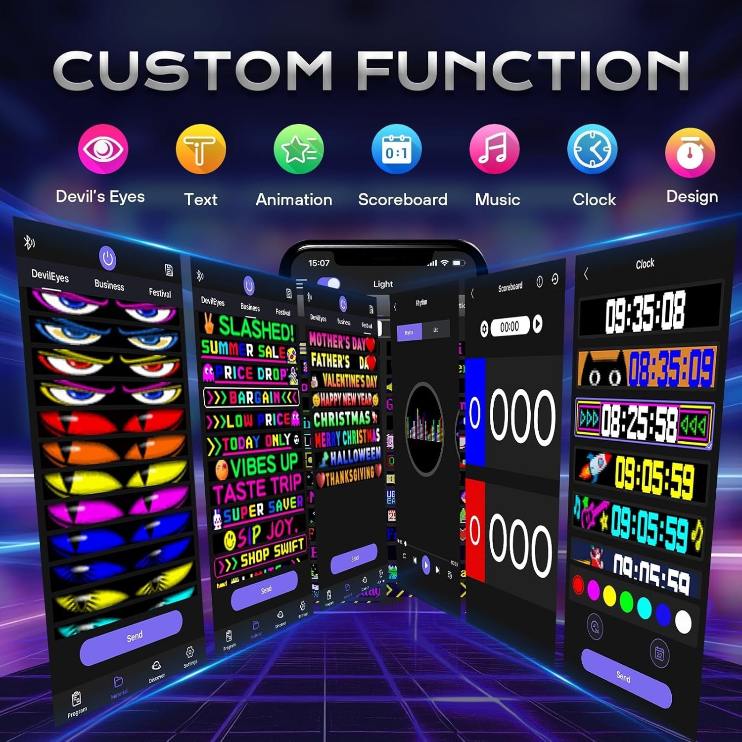 58”X8” Large Programmable LED Sign, RGB Full Color Animated LED Digital Display,