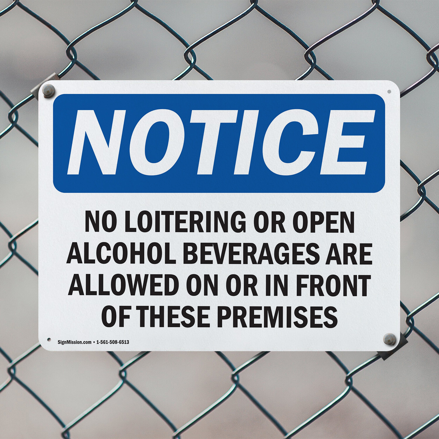 (2 Pack) No Loitering Or Open Alcoholic Beverages OSHA Notice Sign Decal Metal