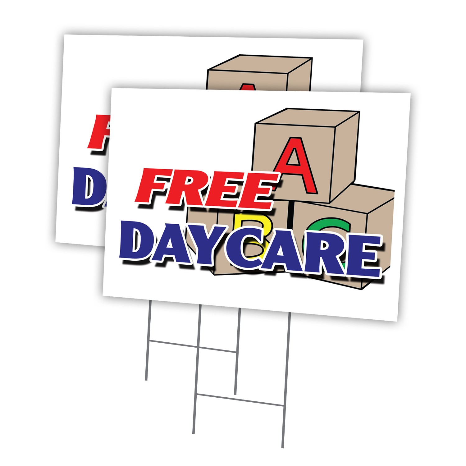 Free Daycare Multi-Pack of Yard Signs & Stake outdoor plastic coroplast window