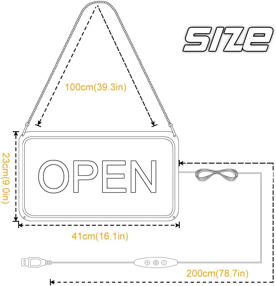 Electric LED Neon Open Sign 16″ X 9″ for Shops Restaurants Bars Window Display