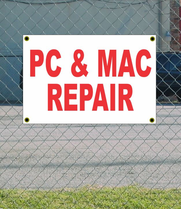 2×3 PC & MAC REPAIR Red & White Banner Sign NEW Discount Size & Price FREE SHIP