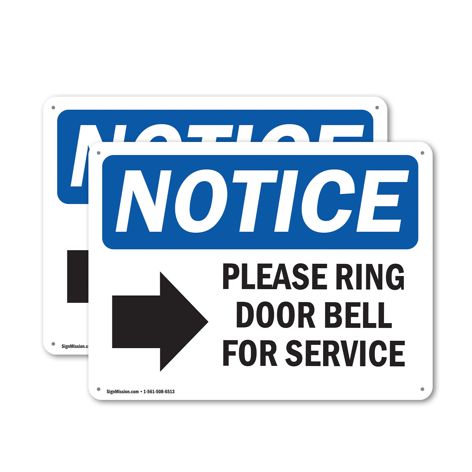 (2 Pack) Please Ring Door Bell For Service OSHA Notice Sign Decal Metal Plastic