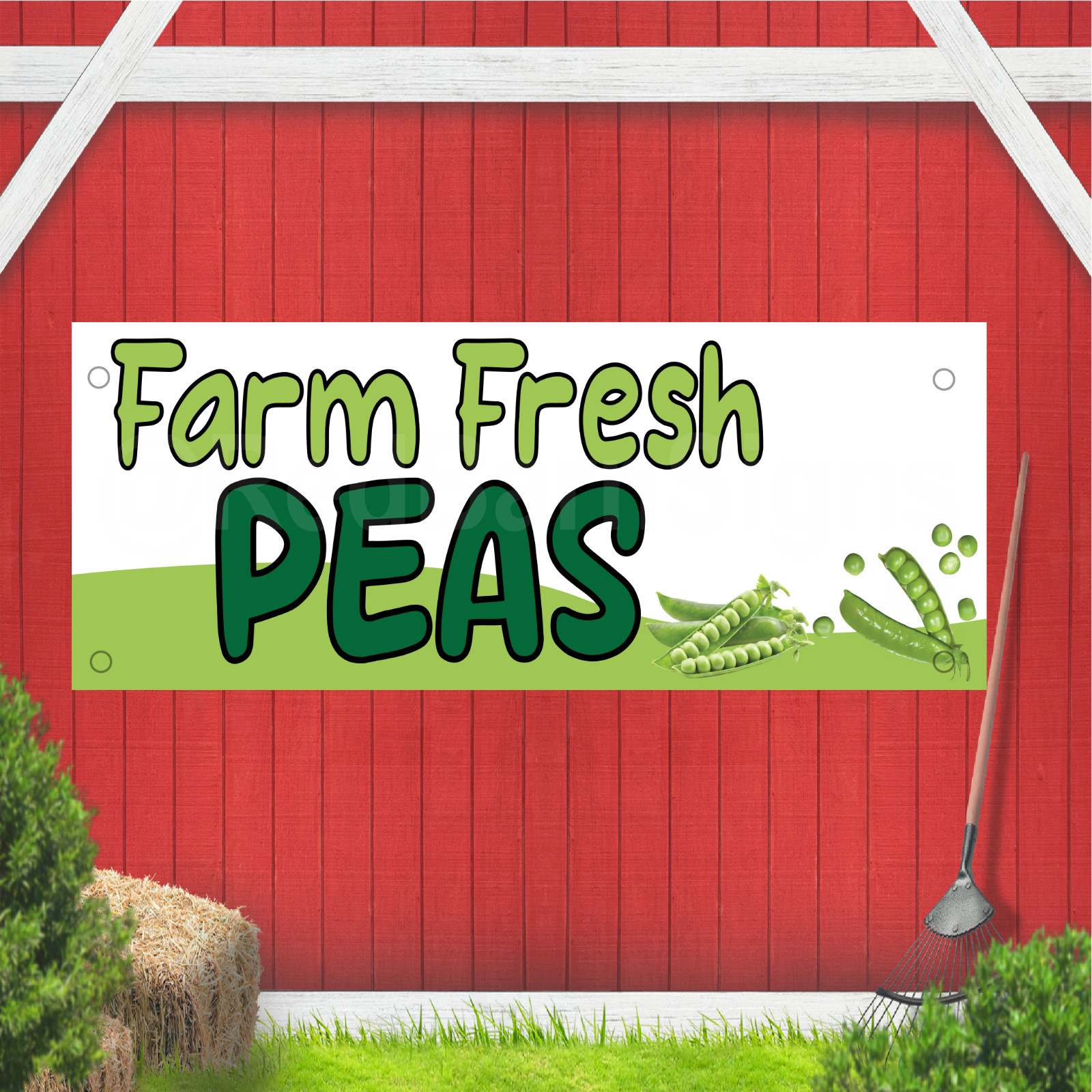Farm Fresh Peas Indoor Outdoor Vinyl Banner Design