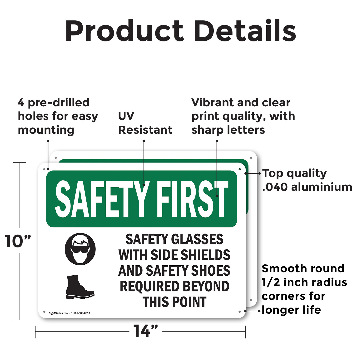 (2 Pack) Safety Glasses With Side Shields With Symbol OSHA Safety First Sign