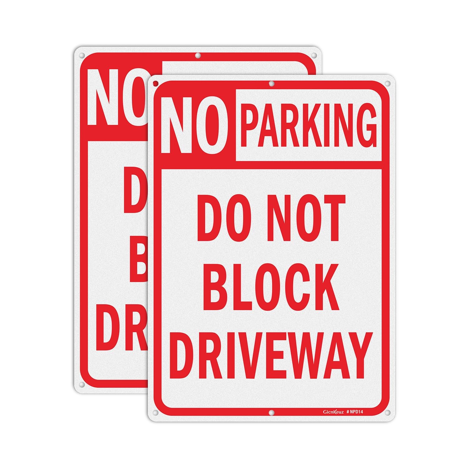 GicnKeuz Large Do Not Block Driveway Sign, 14×10 Inches No Parking Signs,Refl…