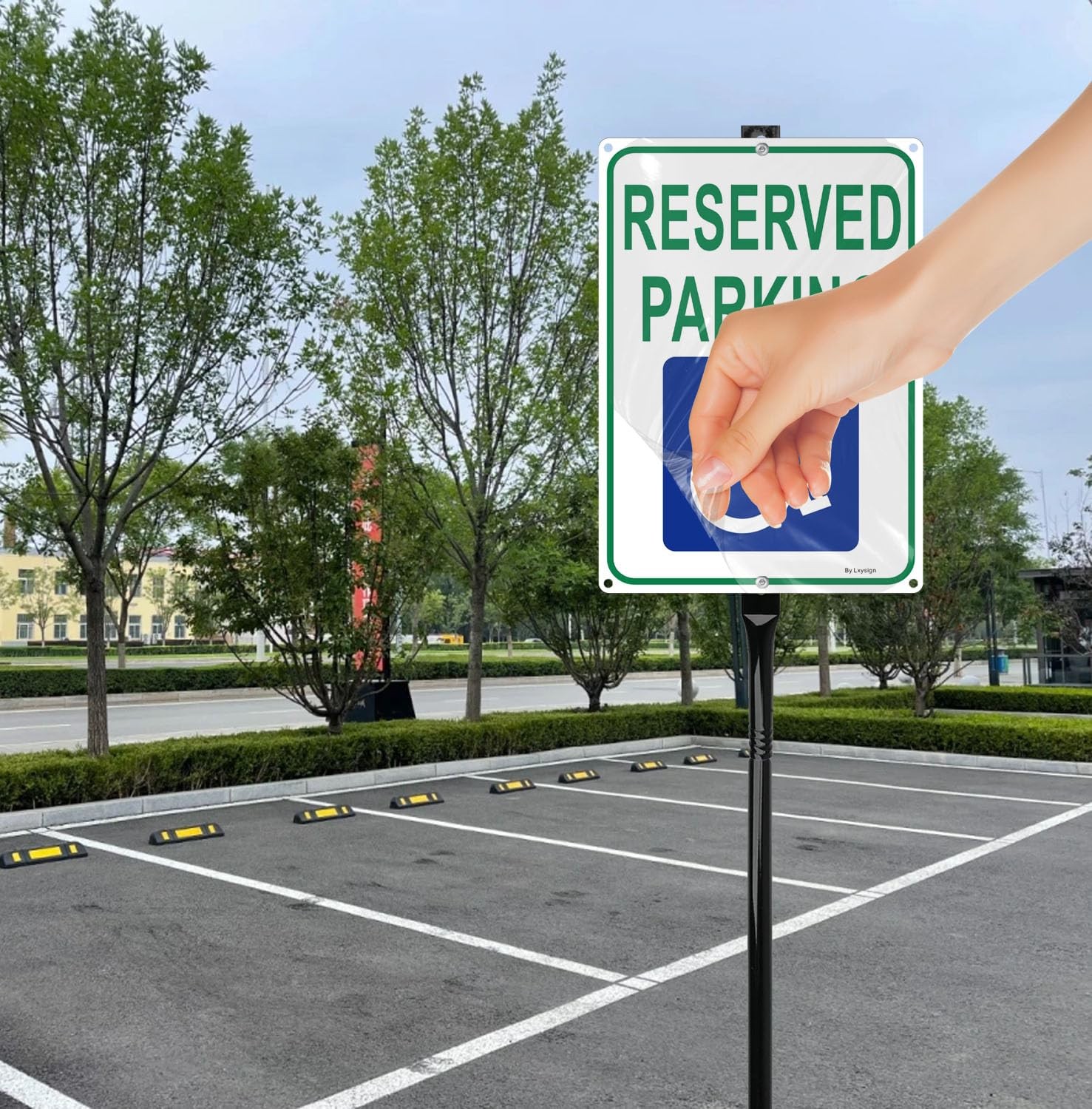 Handicap Reserved Parking Sign 36 In Metal Stakes Reflective 14×10 In 2 Pack