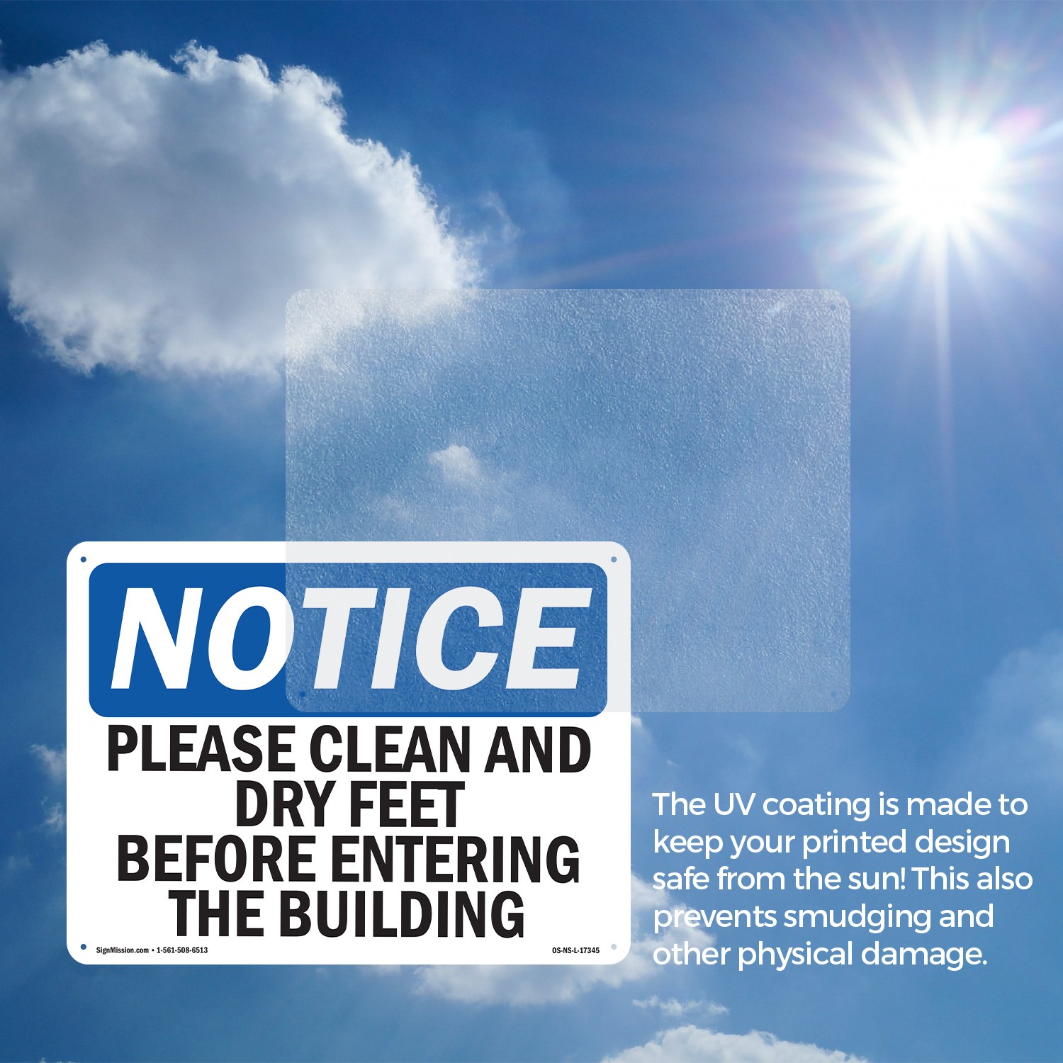Please Clean And Dry Your Feet Before Entering OSHA Notice Sign – 5 or 10 Pack