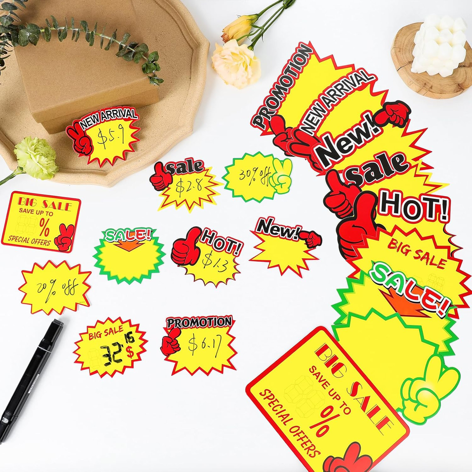 Starburst Sign for Retail Store Large 200pcs Yellow Promotional Signage Display