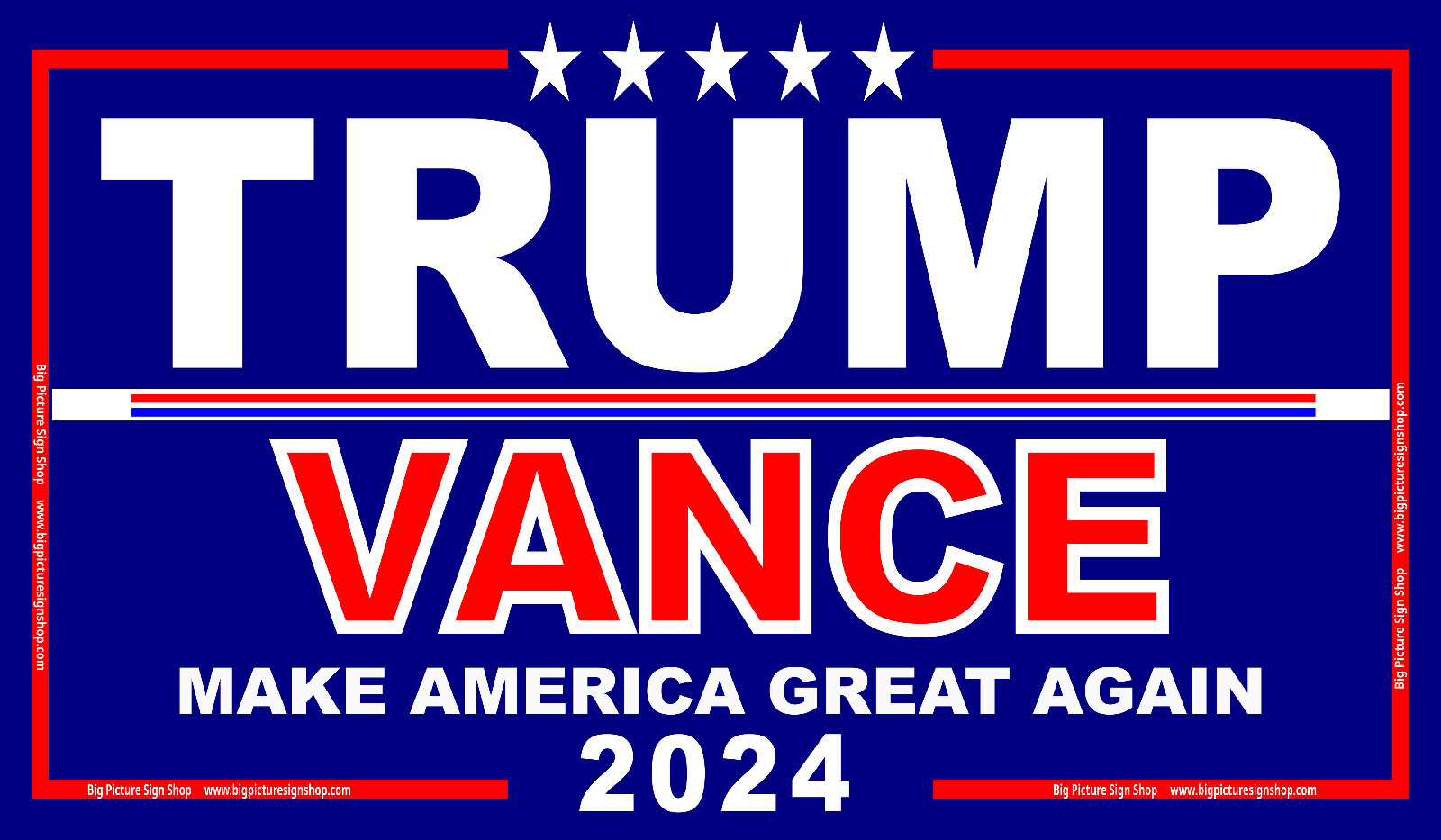 TRUMP VANCE MAGA 2024 – LARGE & HUGE – Banners Dk Blue & Red- Vinyl – USA MADE