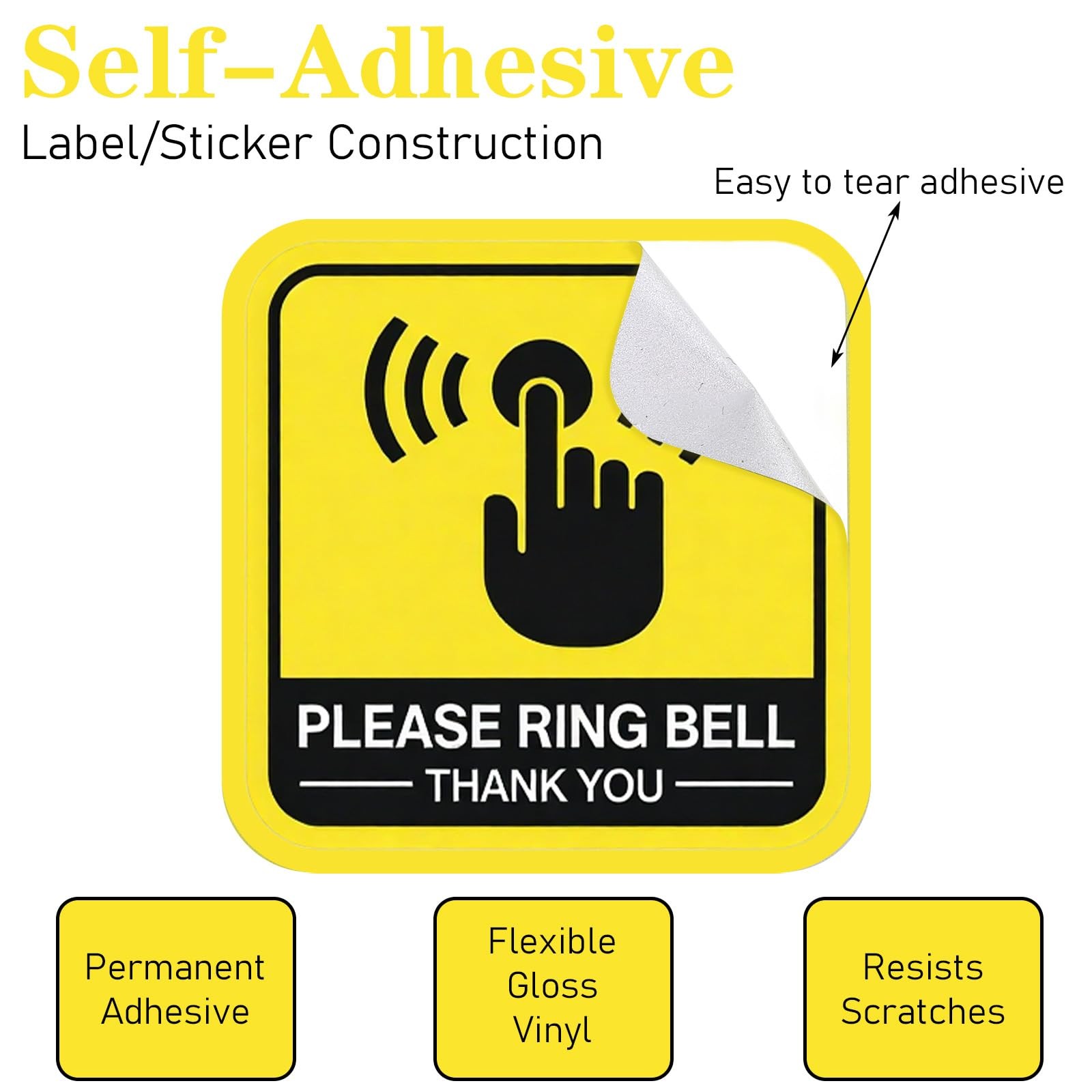 4PCS Please Ring Doorbell Sign Sticker, 2inch Self-Adhesive Waterproof Ring B…