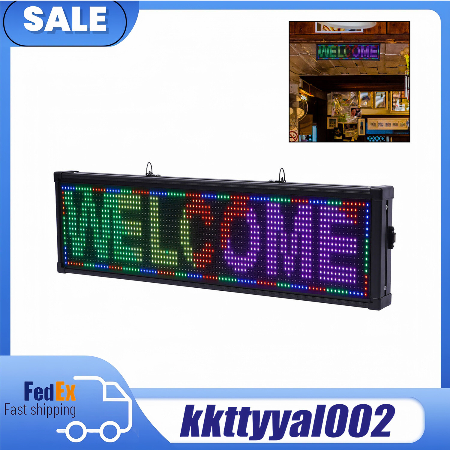 26″*8″ Message Board Full Color RGB Programmable Outdoor Sign LED Scrolling Sign