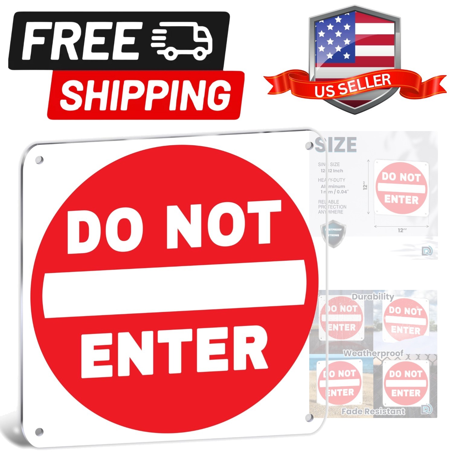 Do Not Enter Sign 12×12 Inch, Reflective Aluminum No Entry Sign Outdoor, UV P…