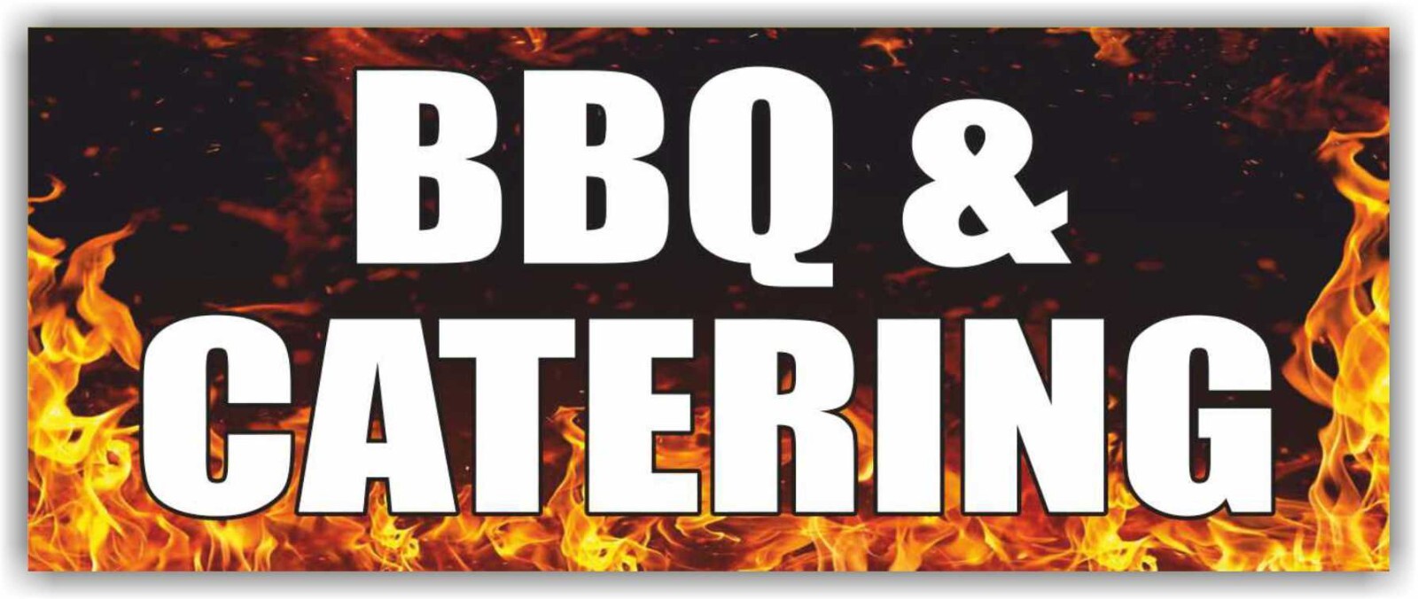 BBQ & CATERING Advertising Banner Vinyl Mesh Sign Ribs Wings Brisket Meat Food