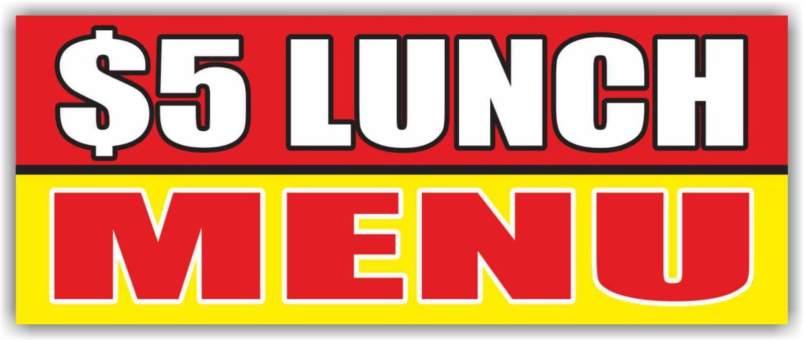 $5 LUNCH MENU Advertising Banner Vinyl Sign breakfast dinner discount sale meal