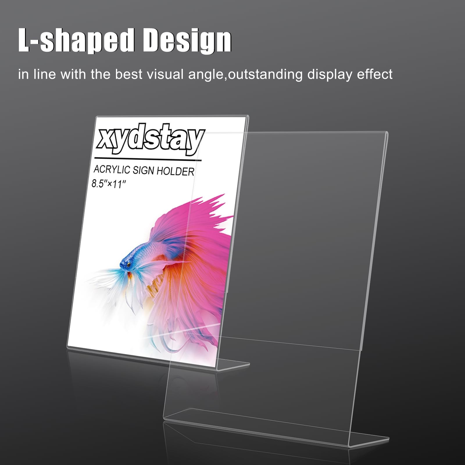 xydstay 3 pack 8.5×11 Acrylic Sign Holder for Picture Frames, L Shape Clear