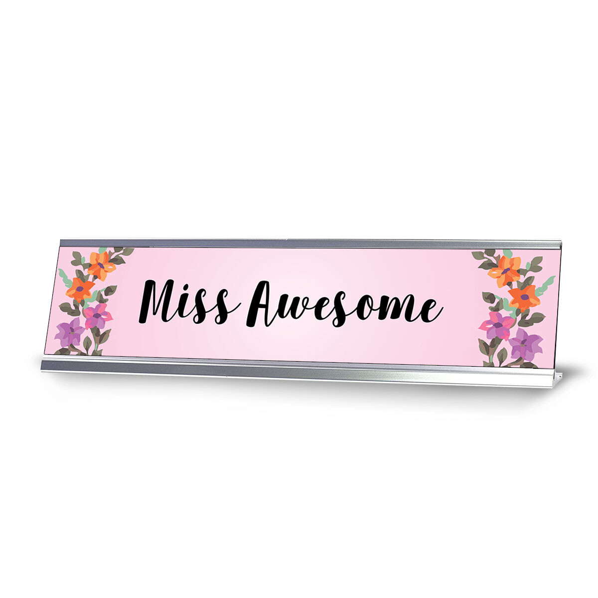 Miss Awesome, Floral Designer Series Desk Sign Nameplate (2 x 8″)