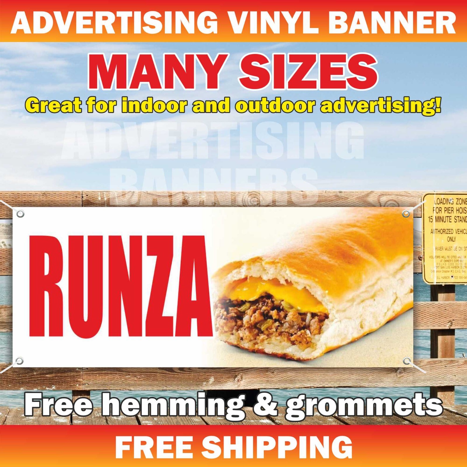 Runza Advertising Banner Vinyl Sign Food American Cuisine Beef Meat Pork