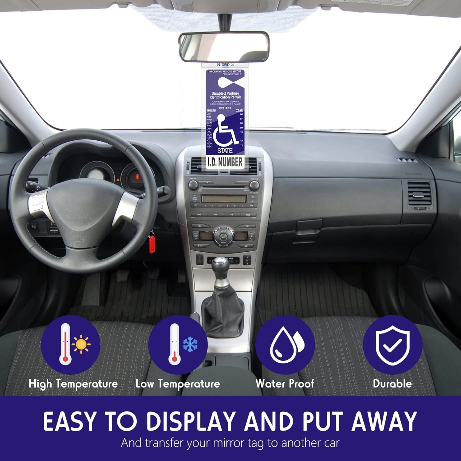 Pajean 6 Pieces Handicap Placard Holder for auto Ultra Transparent
