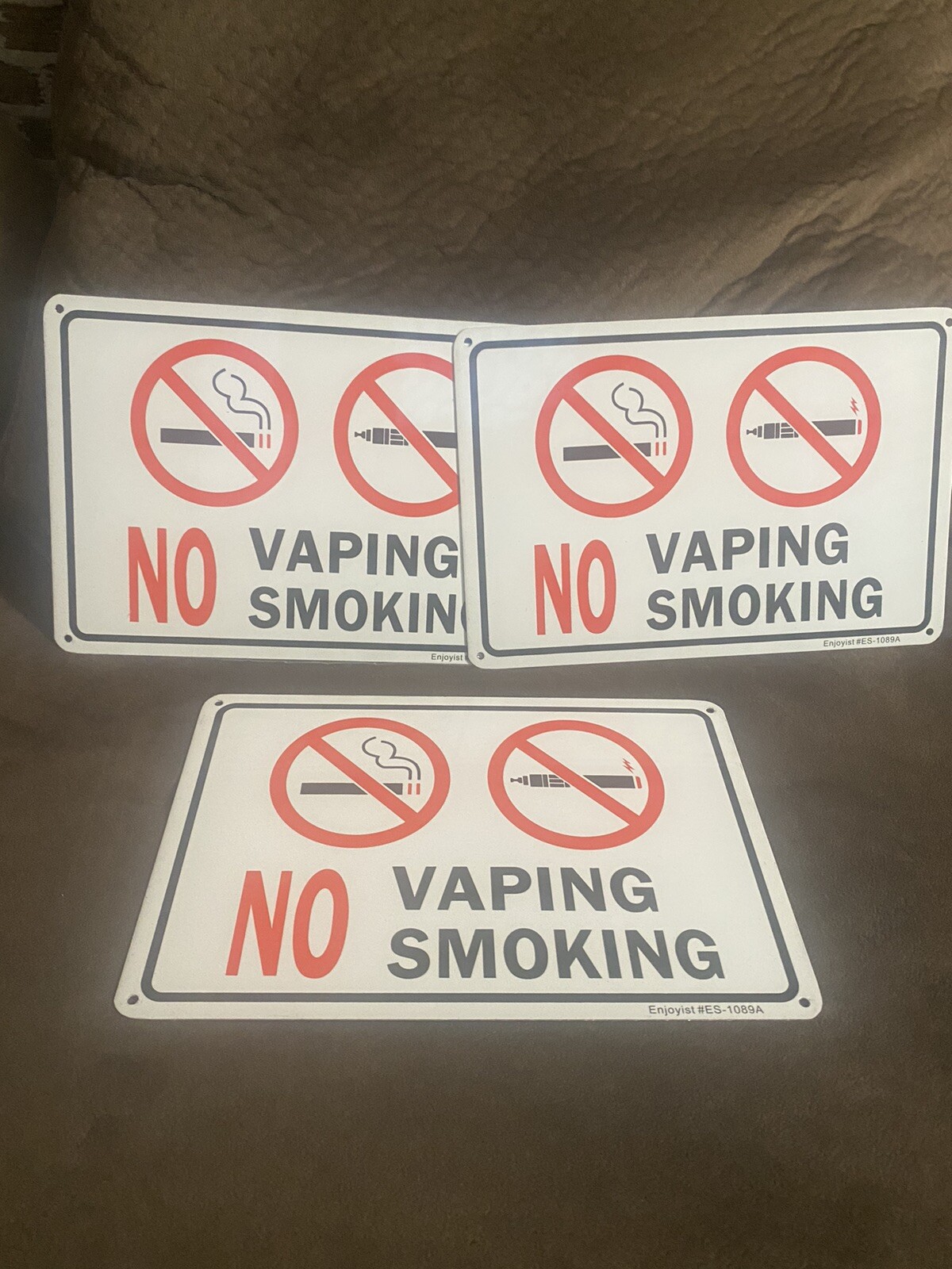 No Vaping No Smoking Reflective Aluminum Signs 10”L x 7”W -3 Pack