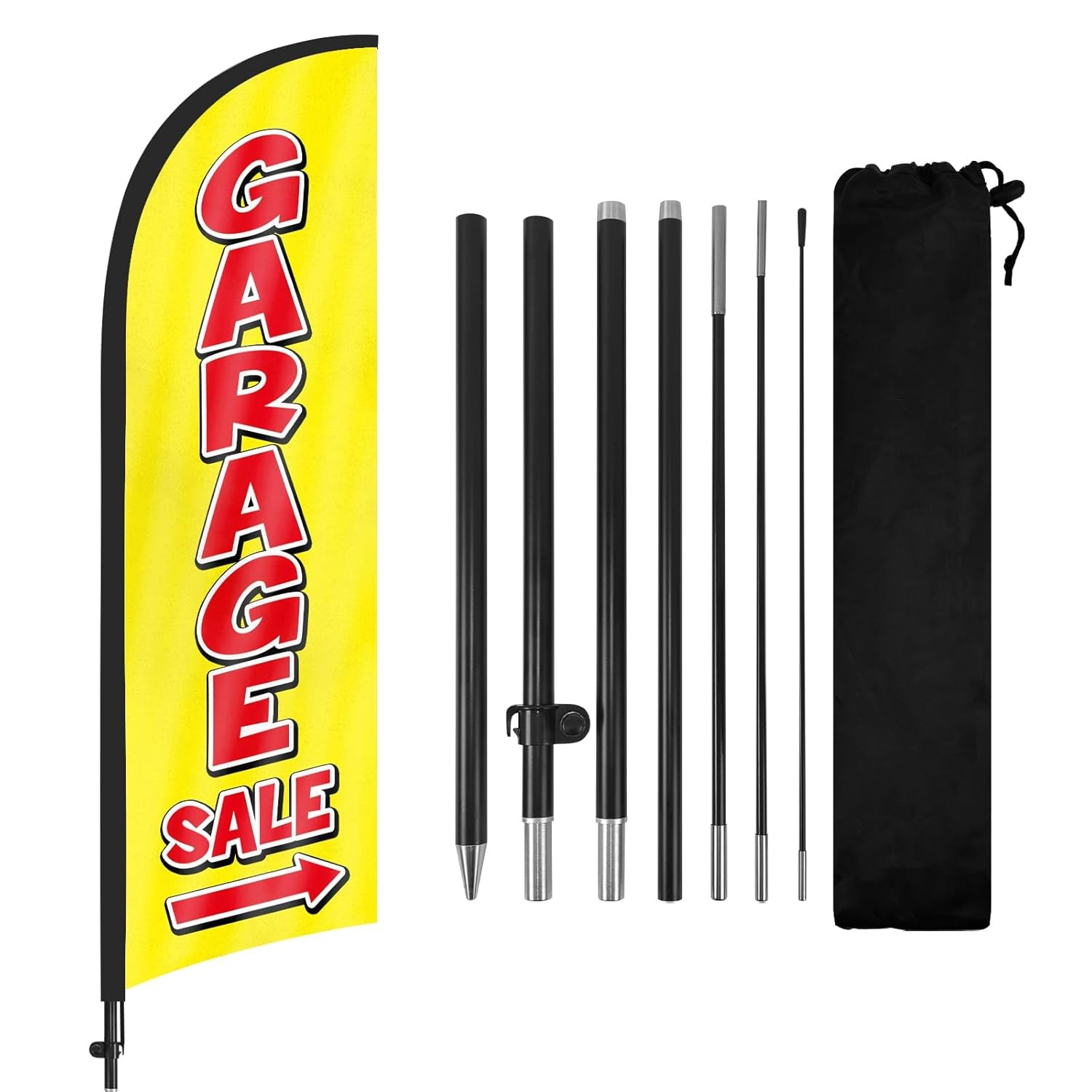 Garage Sale Advertising Swooper Flag Banners, Feather Flags with Pole and Ground