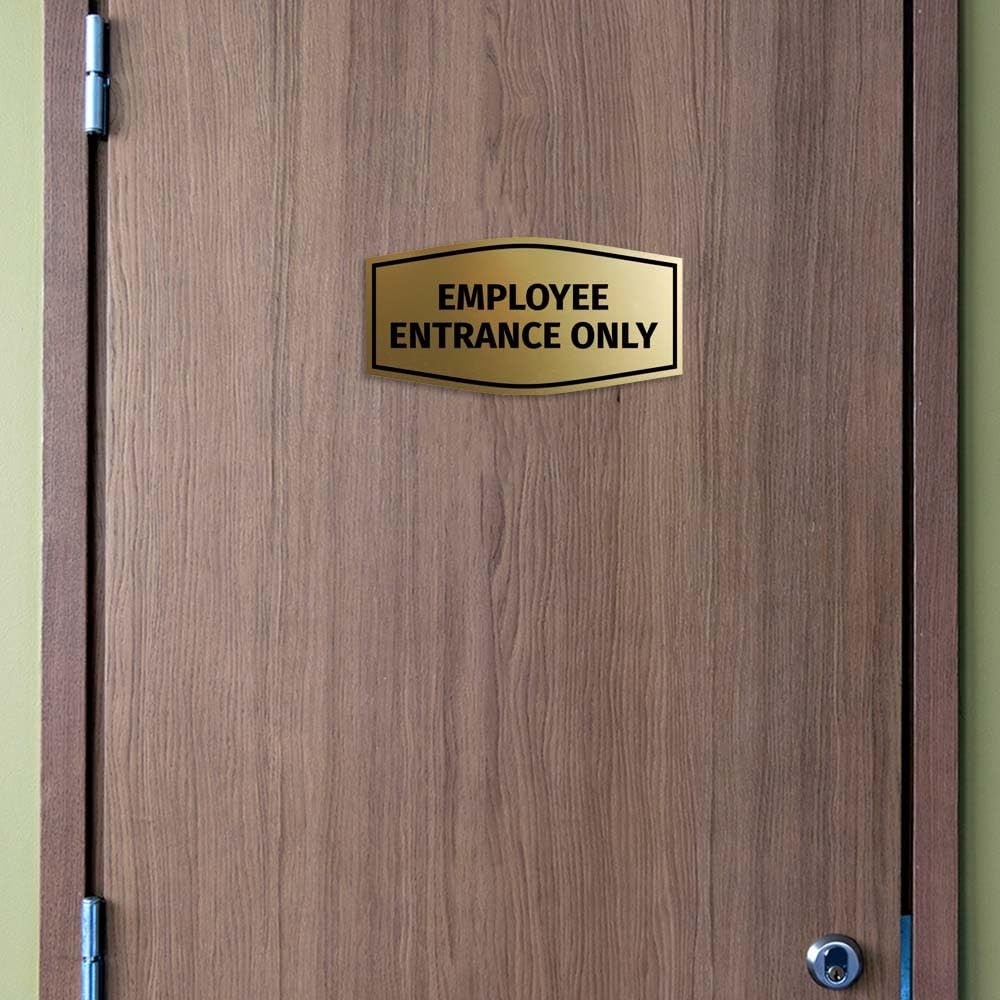 Large Fancy Employee Entrance Only Sign With Adhesive Tape Black Door Plaque