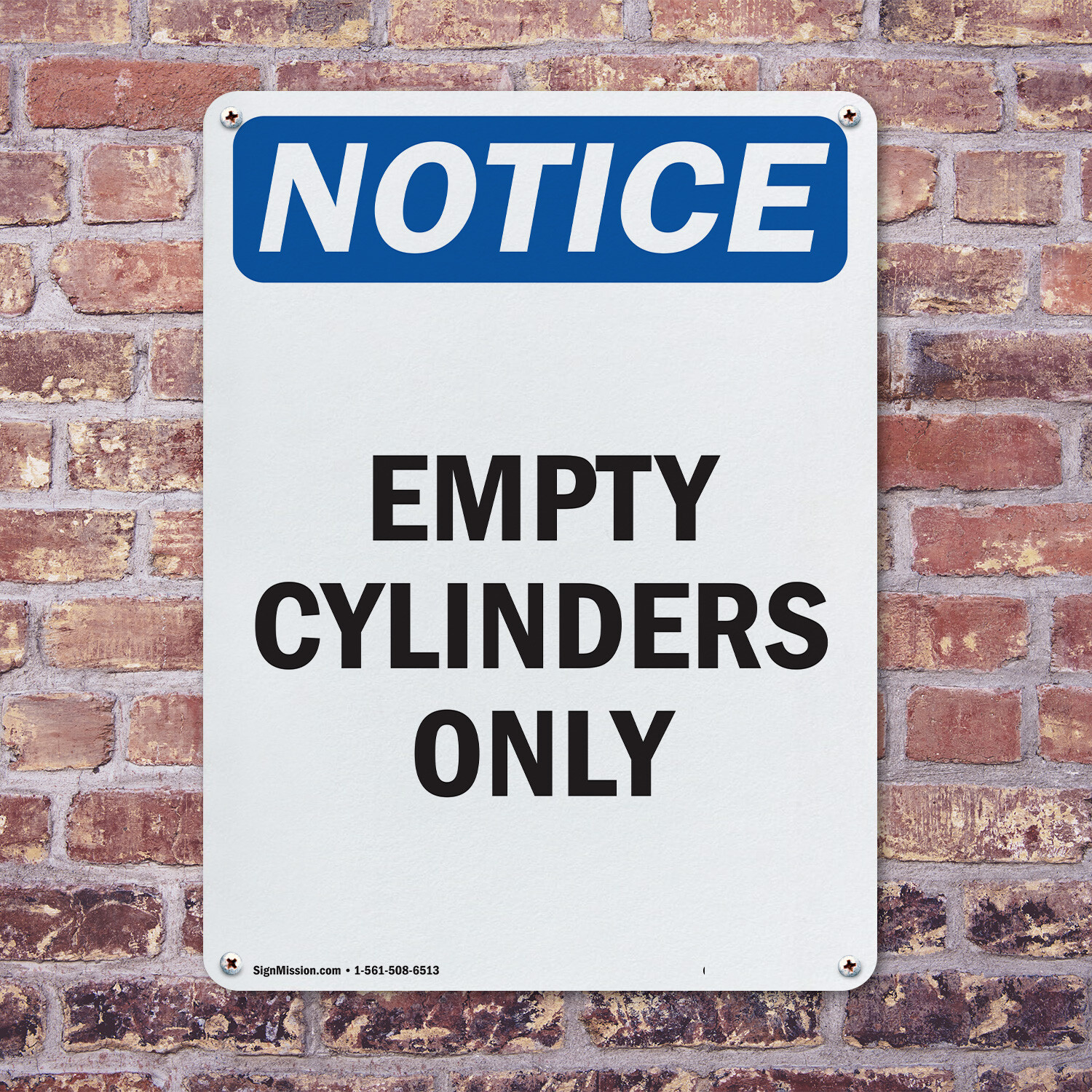 (2 Pack) Empty Cylinders Only OSHA Notice Sign Decal Metal Plastic