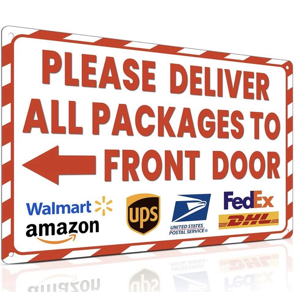 Package Delivery Sign 8×12″, Rust-Free Aluminum, Porch, Front Door & Outdoor Use