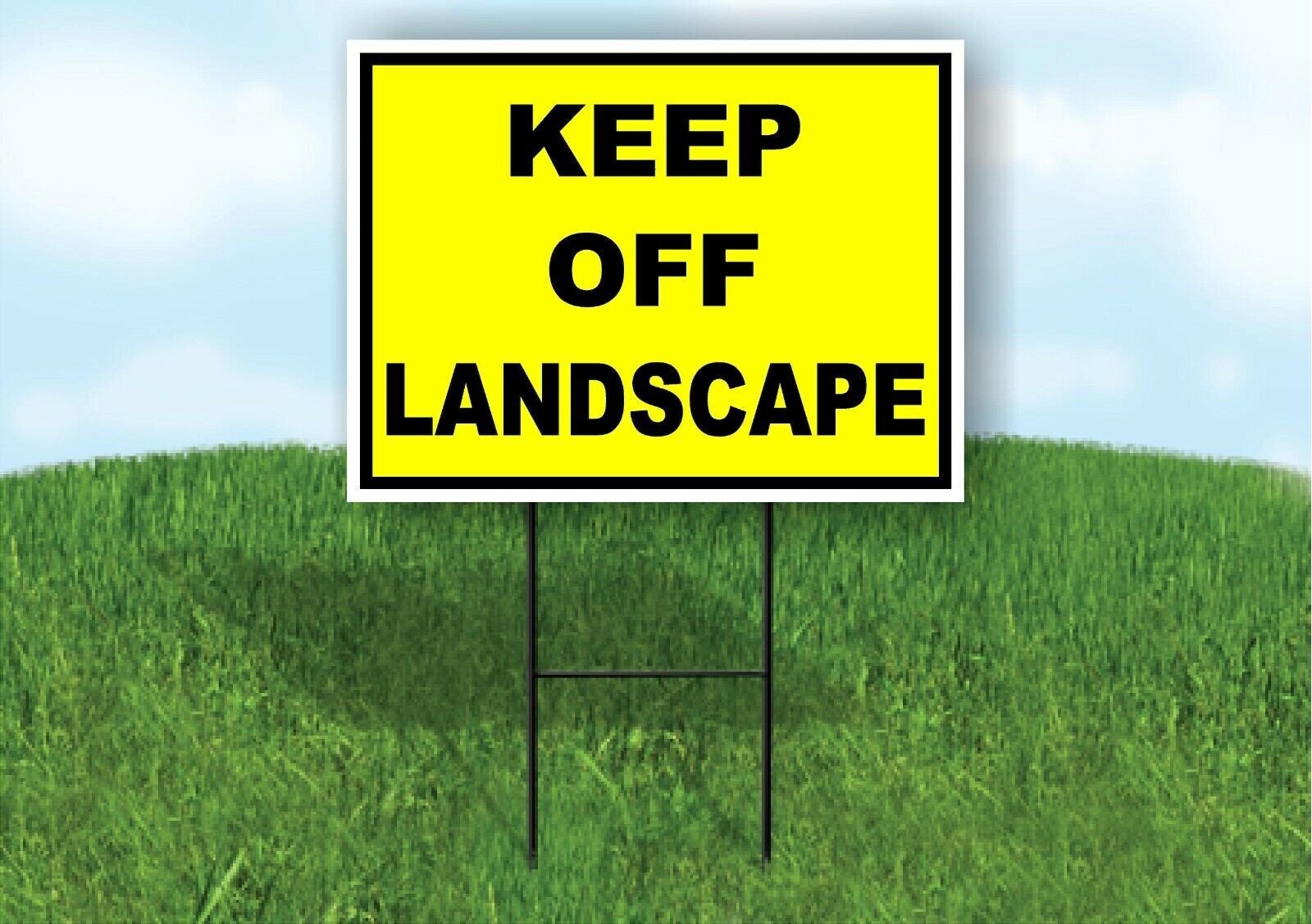 KEEP OFF LANDSCAPE YELLOW BLACK Yard Sign Road with Stand LAWN SIGN
