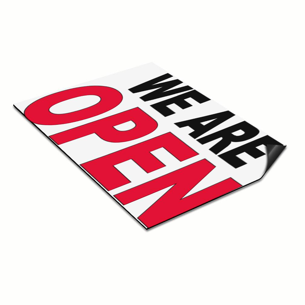 Car Magnet Set of 2 We Are Open Black Red Car Advertising Industrial Sign
