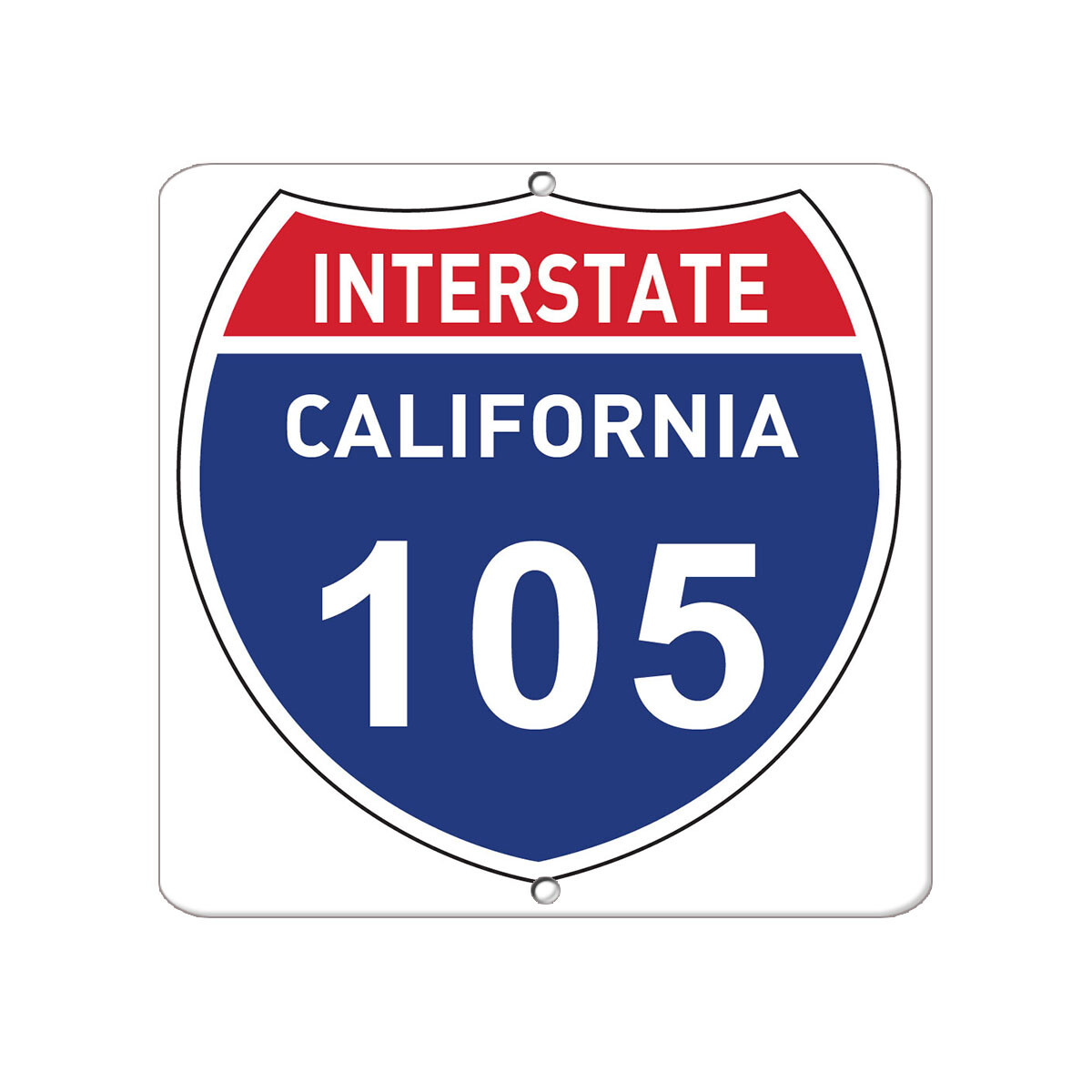Aluminum Square Metal Sign Multiple Sizes Interstate California 105 Traffic Road