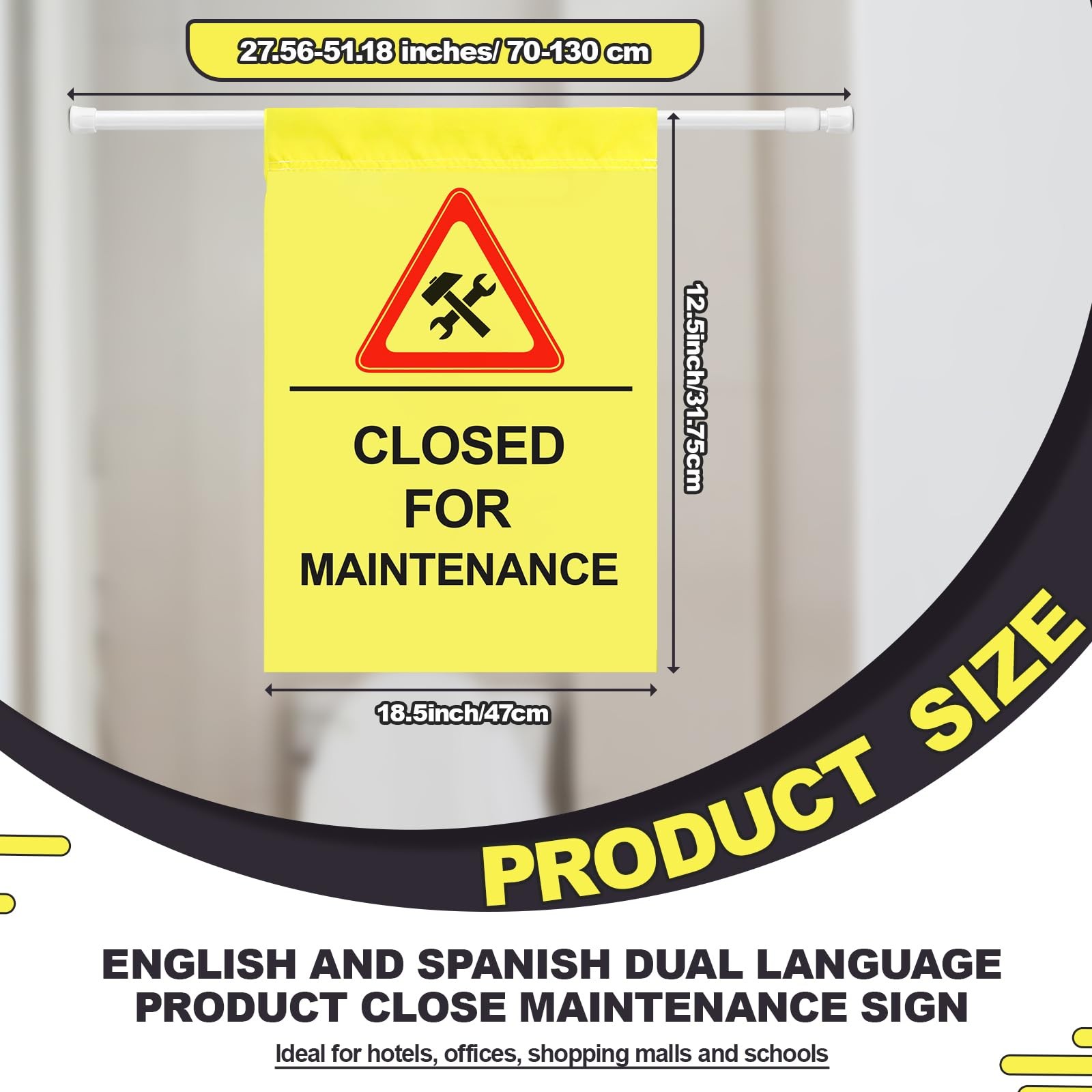 Fanfanwin 4 Pack Closed for Maintenance Safety Sign Yellow Commercial Hanging…