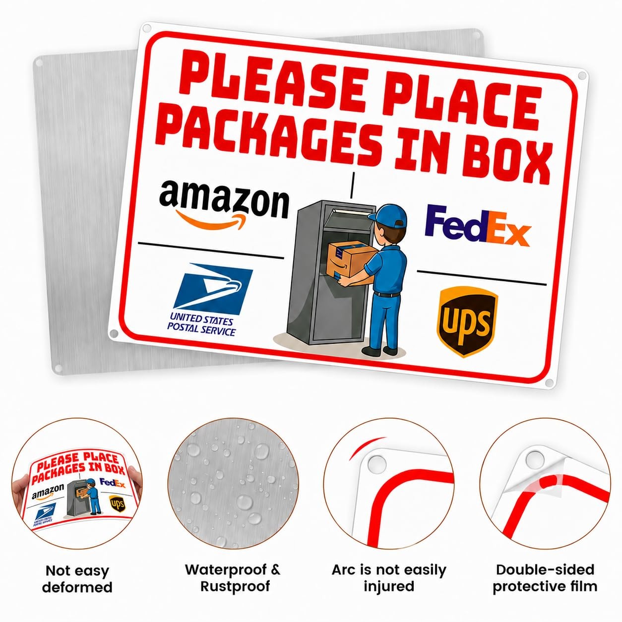 14 x 10 Inch Delivery Sign for Packages, Rust-Free Aluminum Metal Sign with D…