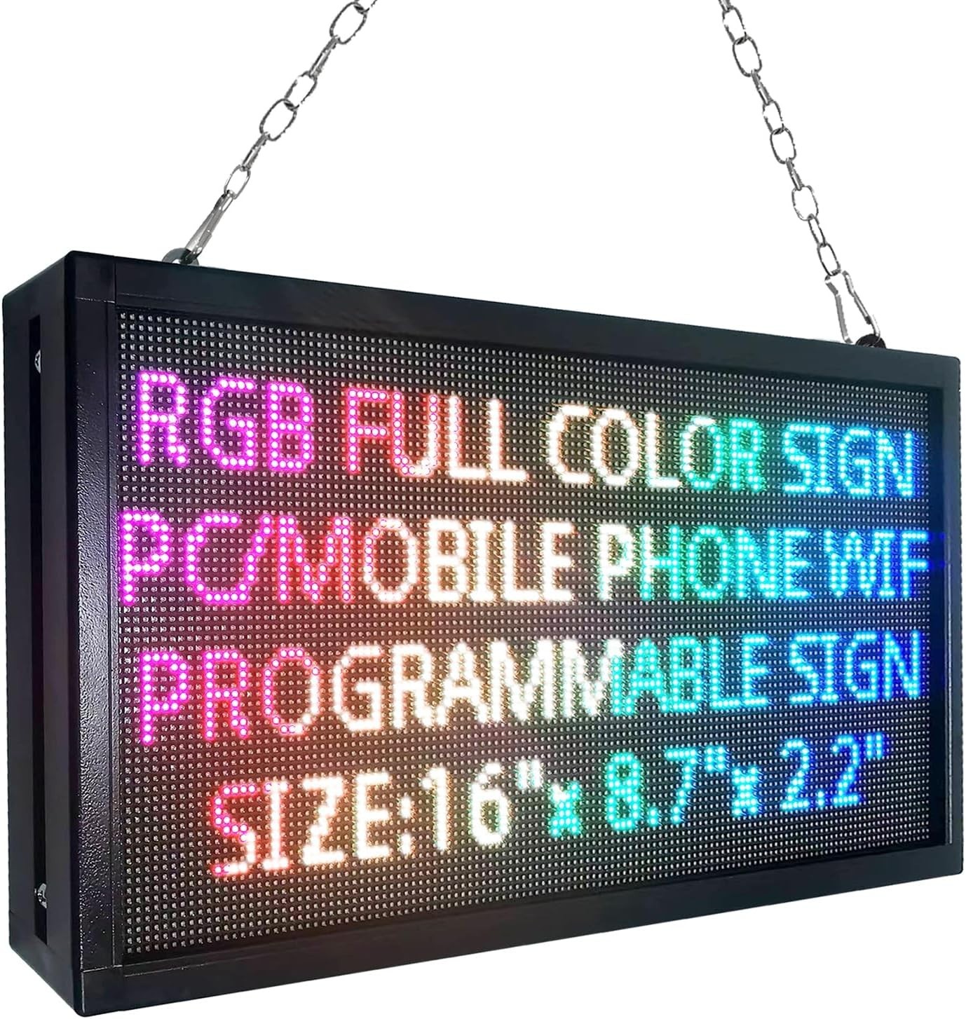 P3 Full Color LED Sign 16″x8.7″ – Wifi Programmable Scrolling Display Board