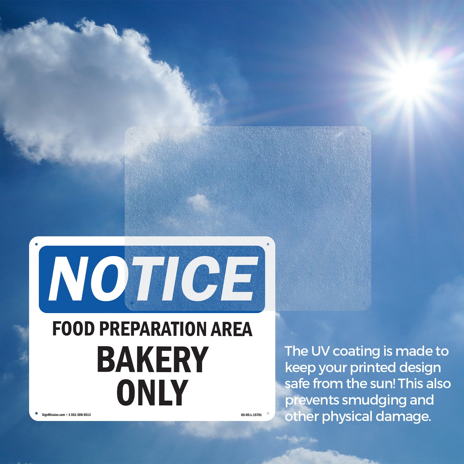 Food Preparation Area Bakery Only OSHA Notice Sign Metal, Decal – 5 or 10 Pack