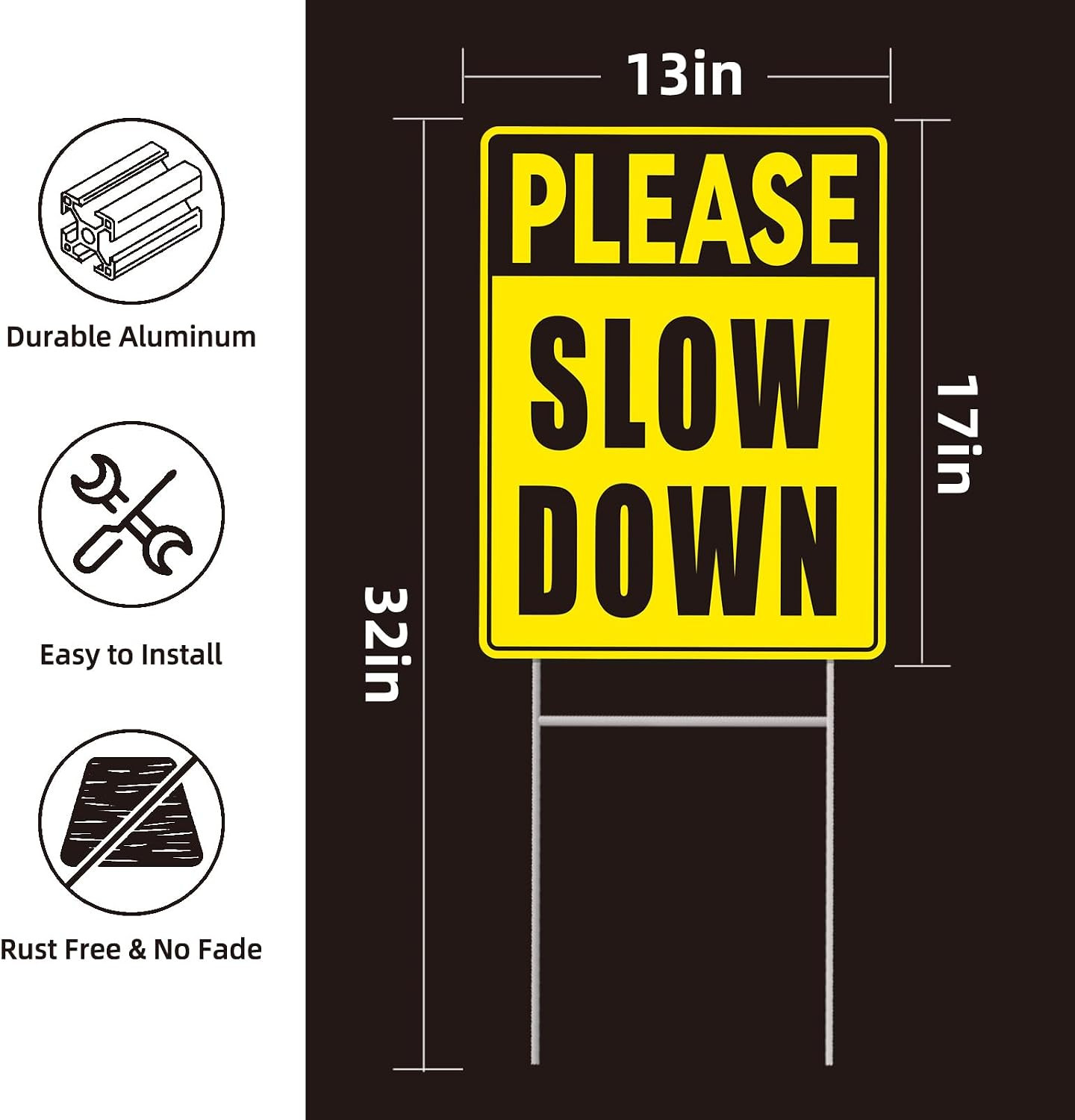 2-Pack Slow Down Signs 17″x13″ Corrugated Plastic Stakes | Slow down kids at …