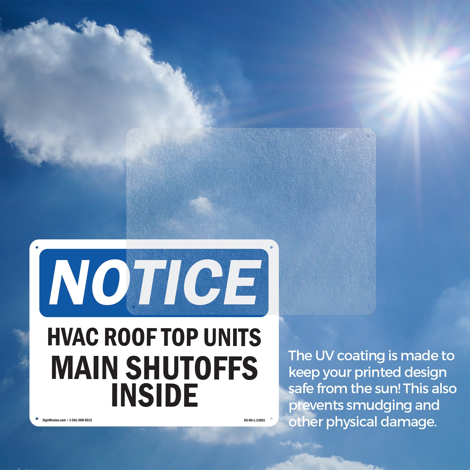 Hvac Roof Top Units Main Shutoffs Inside OSHA Notice Sign, Decal 5 or 10 Pack