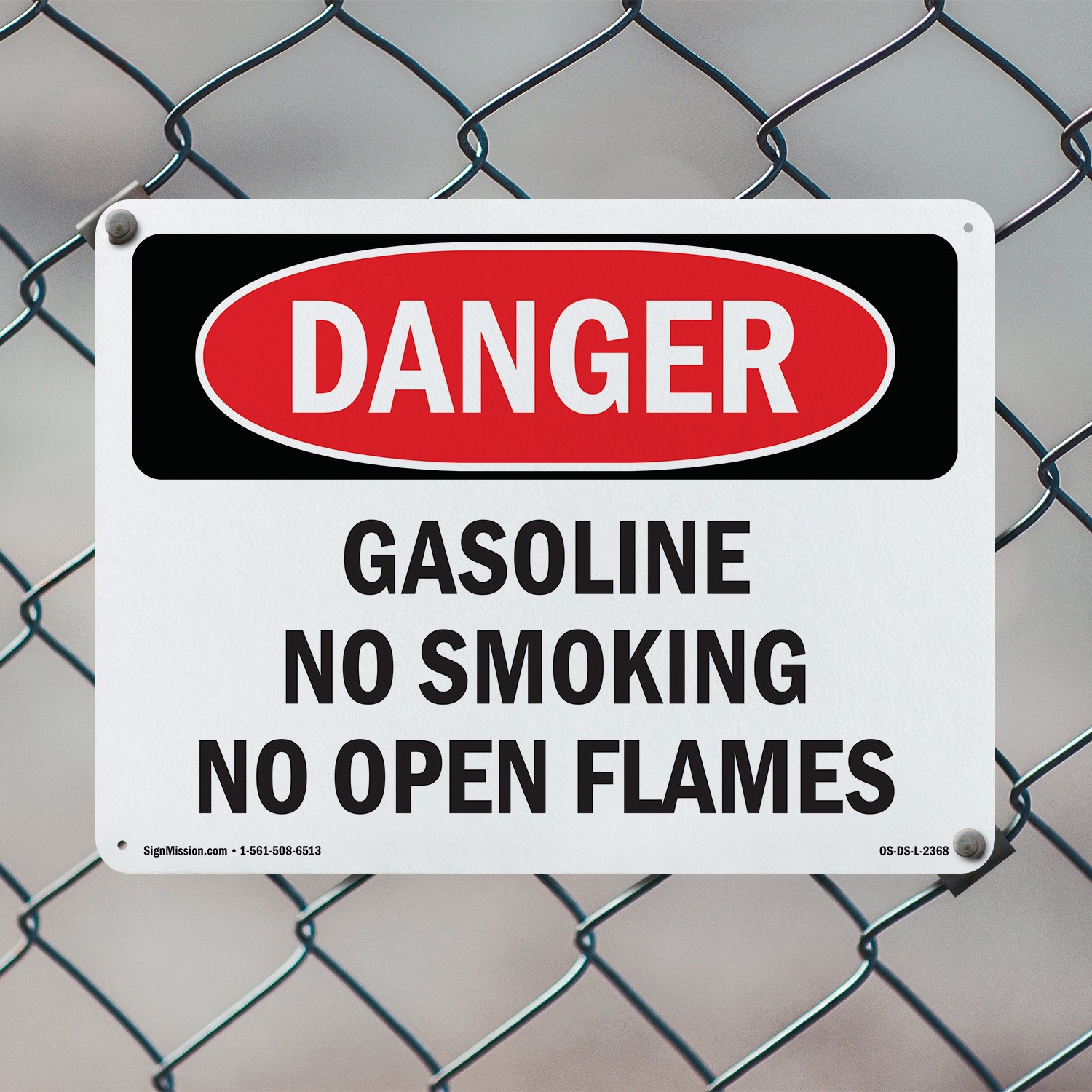 Gasoline No Smoking No Open Flames OSHA Danger Sign Metal, Decal – 5 or 10 Pack