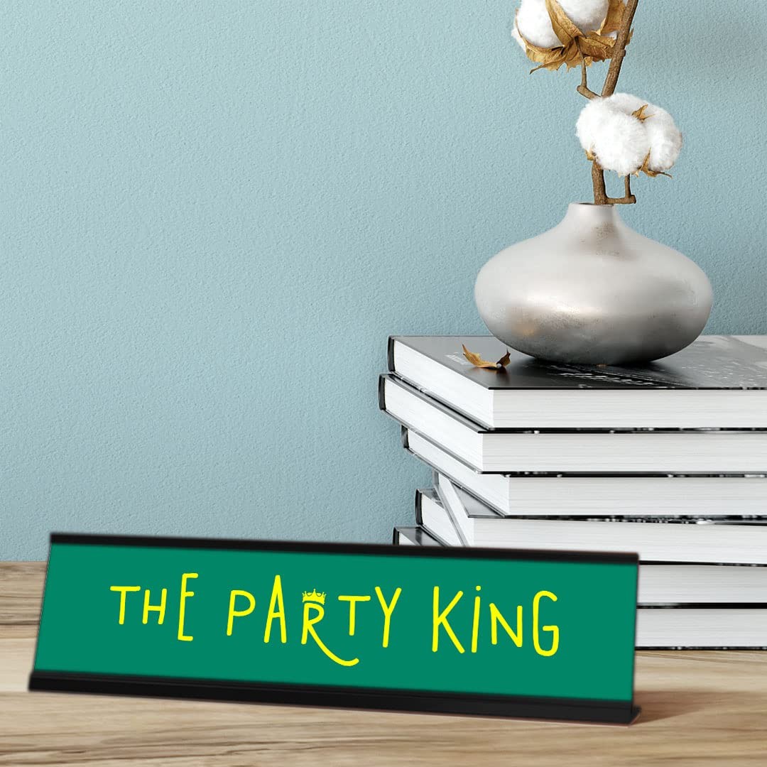 The Party King, Crown Black Frame, Desk Sign (2×8″)