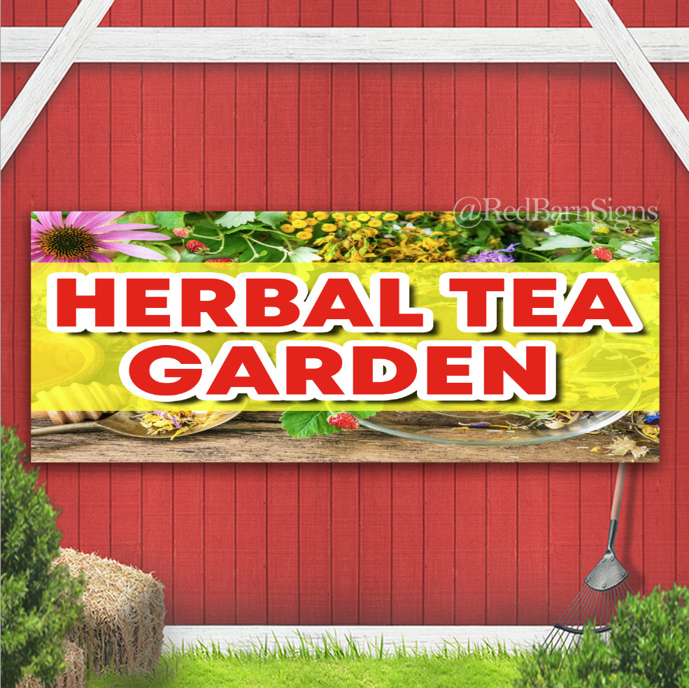 Herbal Tea Garden Indoor Outdoor Banner Sign with grommets