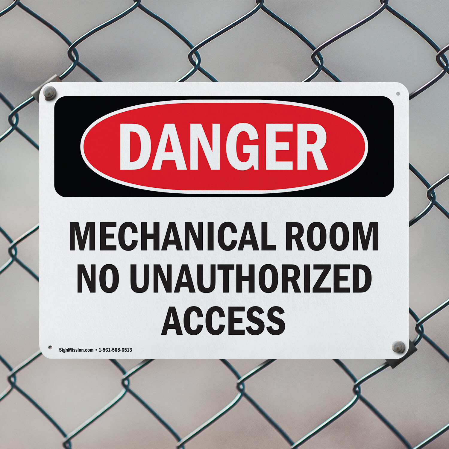 (2 Pack) Mechanical Room No Unauthorized Access OSHA Danger Sign Decal Metal