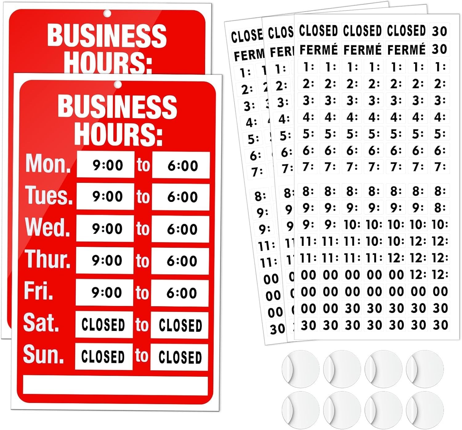 2 Piece Business Hours Sign, Open Hours Signs for Business Adjustable, Assured
