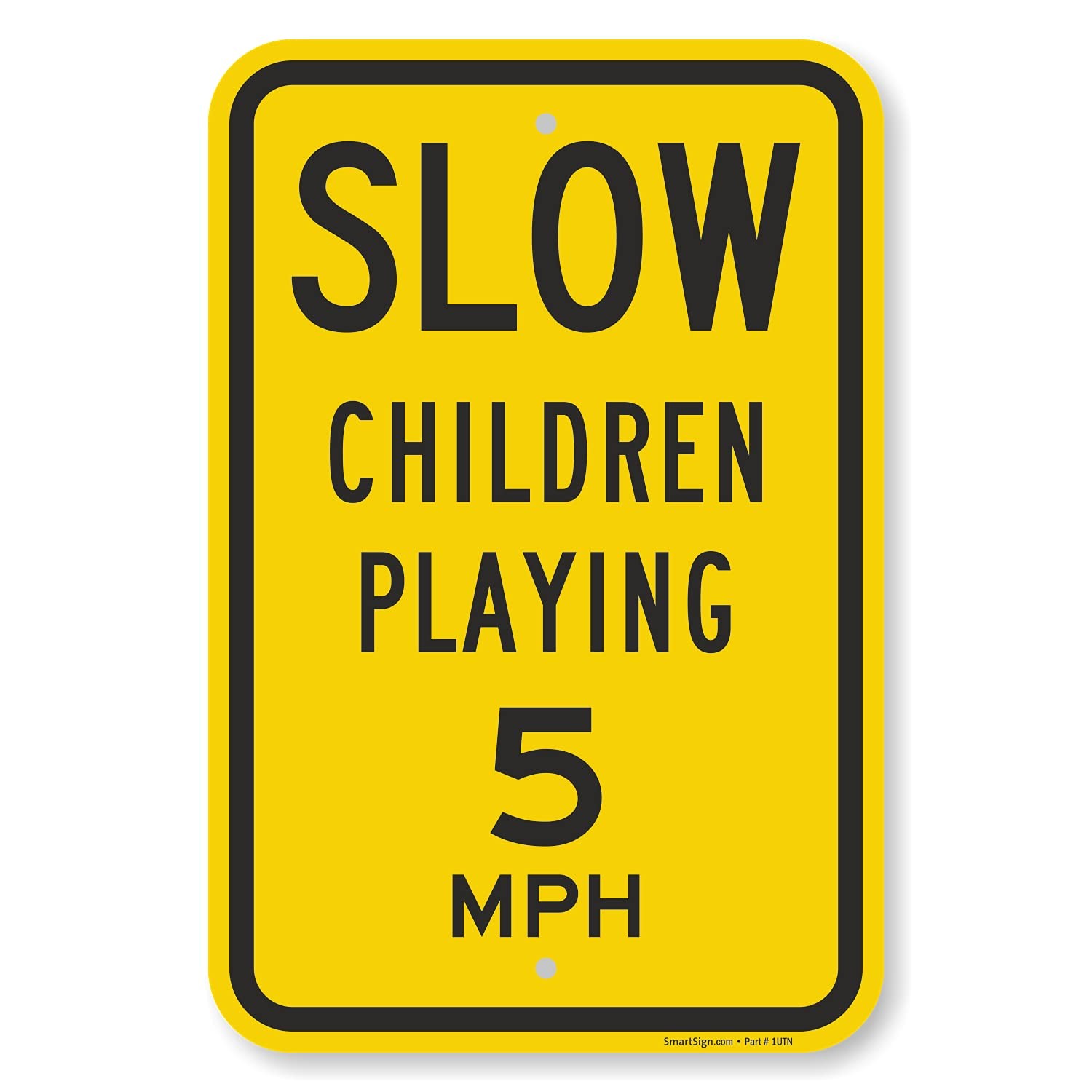 Slow Children Playing 5 MPH Metal Sign 18×12 Inch Rustproof Aluminum Yellow
