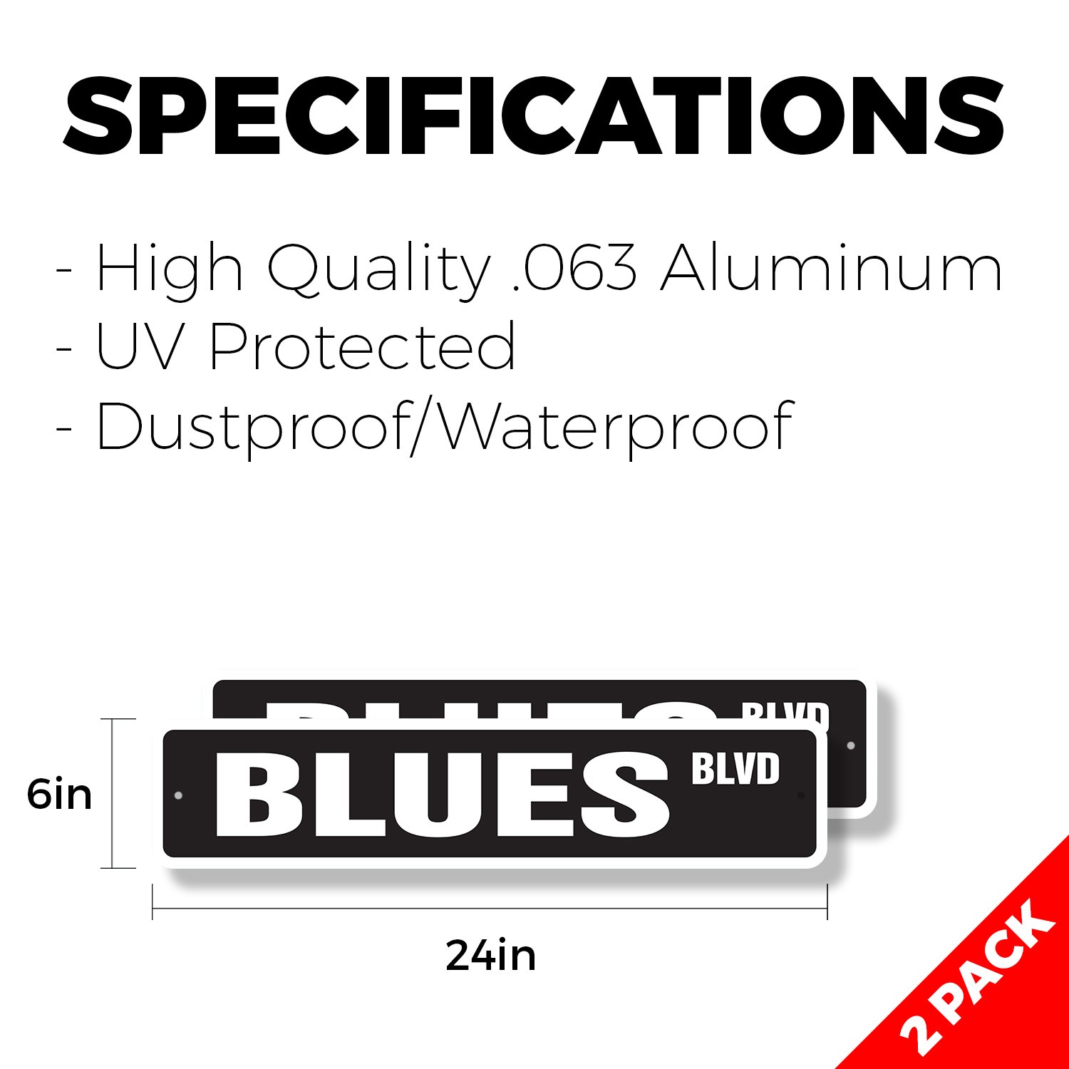 BLUES Street Sign (2 Pack) Metal Plastic music musicians artists night club